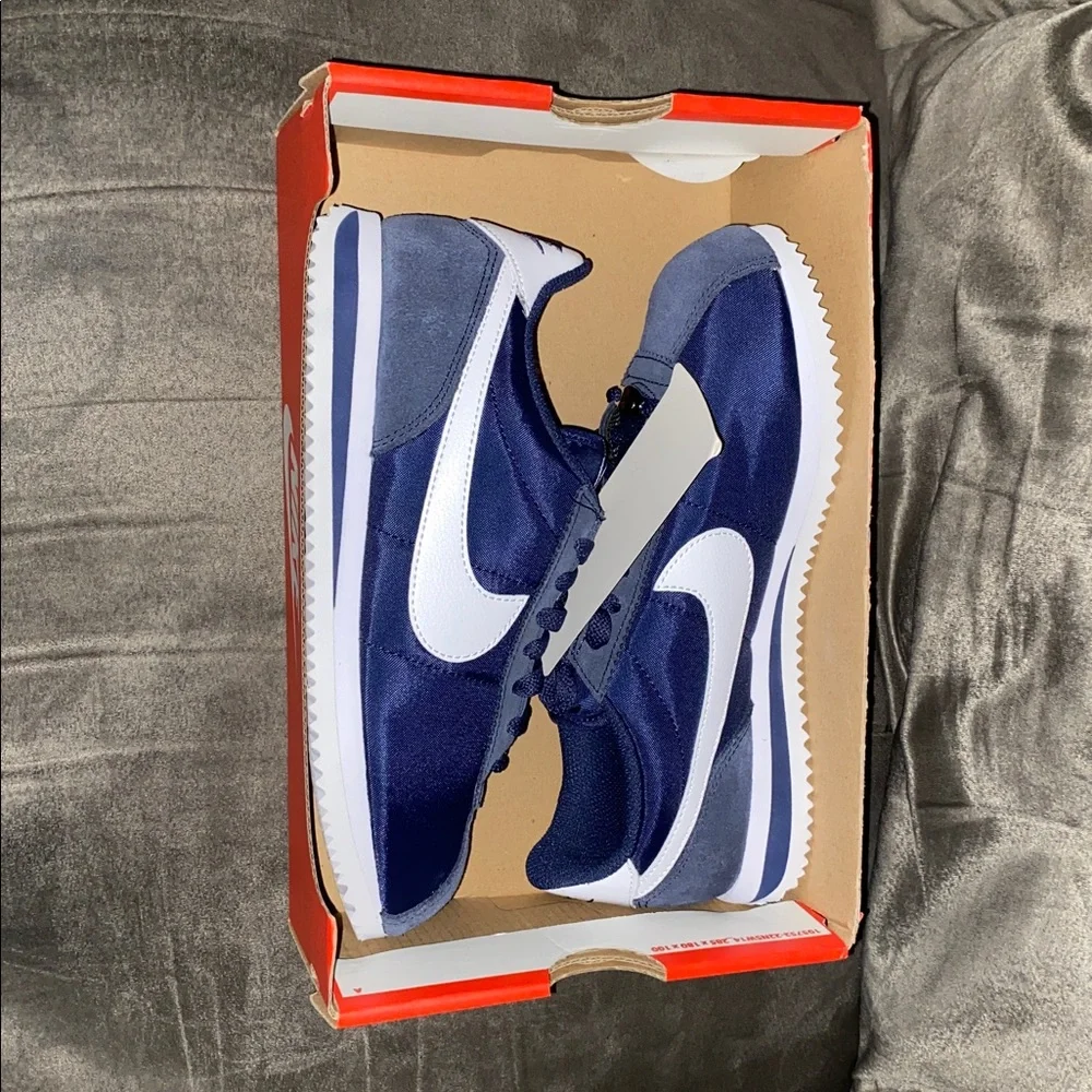 Nike Satin Cortez Sneakers in Navy & White - Picture 10 of 11